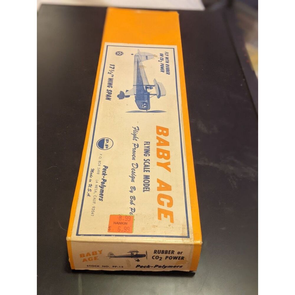 Vintage Peck Polymers Baby Ace Flying Model Airplane Kit PP-15 17.5" Wingspan